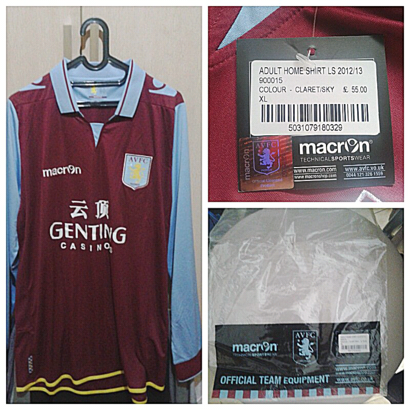 jersey ASTON VILLA 12/13 home Long Sleeves BNWT Original murah bisa ditawar