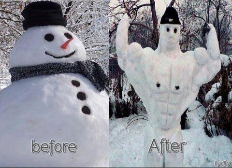 &#91; Snowman &#93; Before and after,,asli ngakak