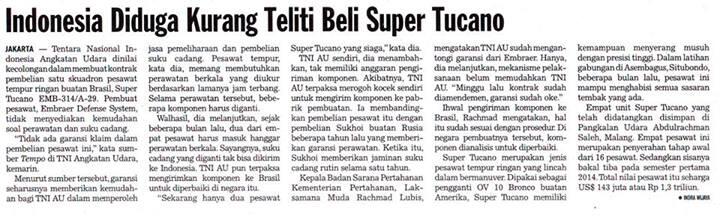 Indoensia Diduga Kurang Teliti Beli Super Tucano