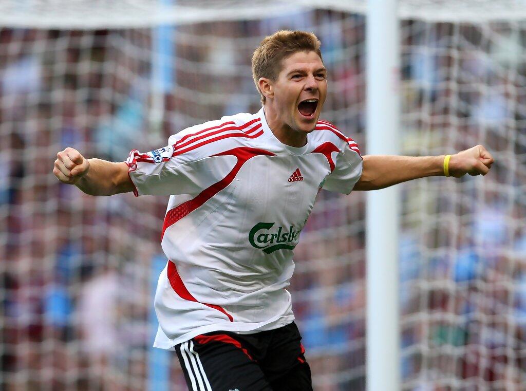 JERSEY LIVERPOOL AWAY 2007 - 2008 GERRARD #8 ORIGINAL SMALL MULUS