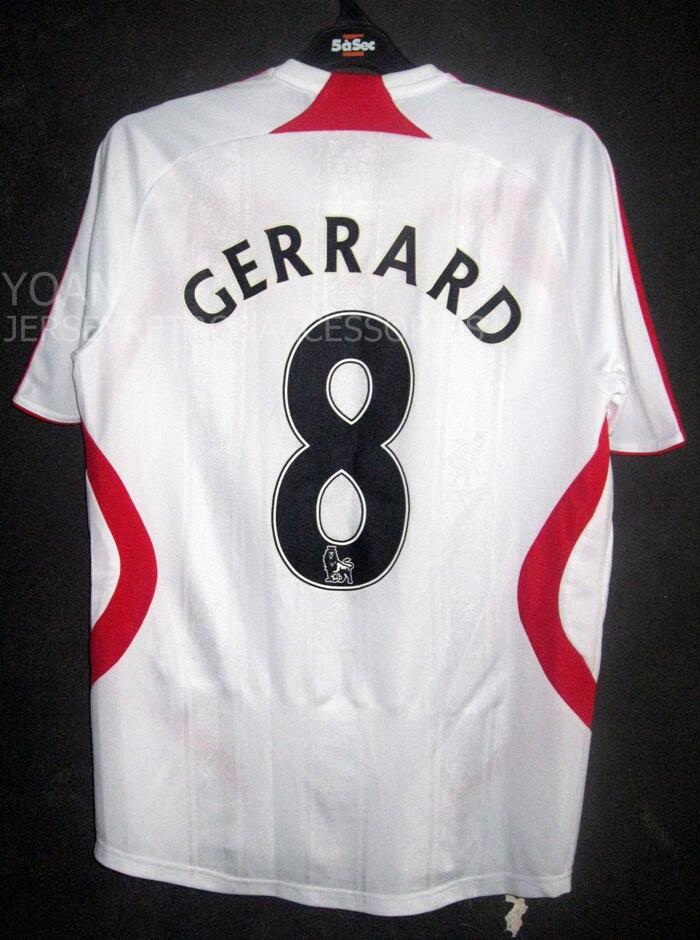 JERSEY LIVERPOOL AWAY 2007 - 2008 GERRARD #8 ORIGINAL SMALL MULUS