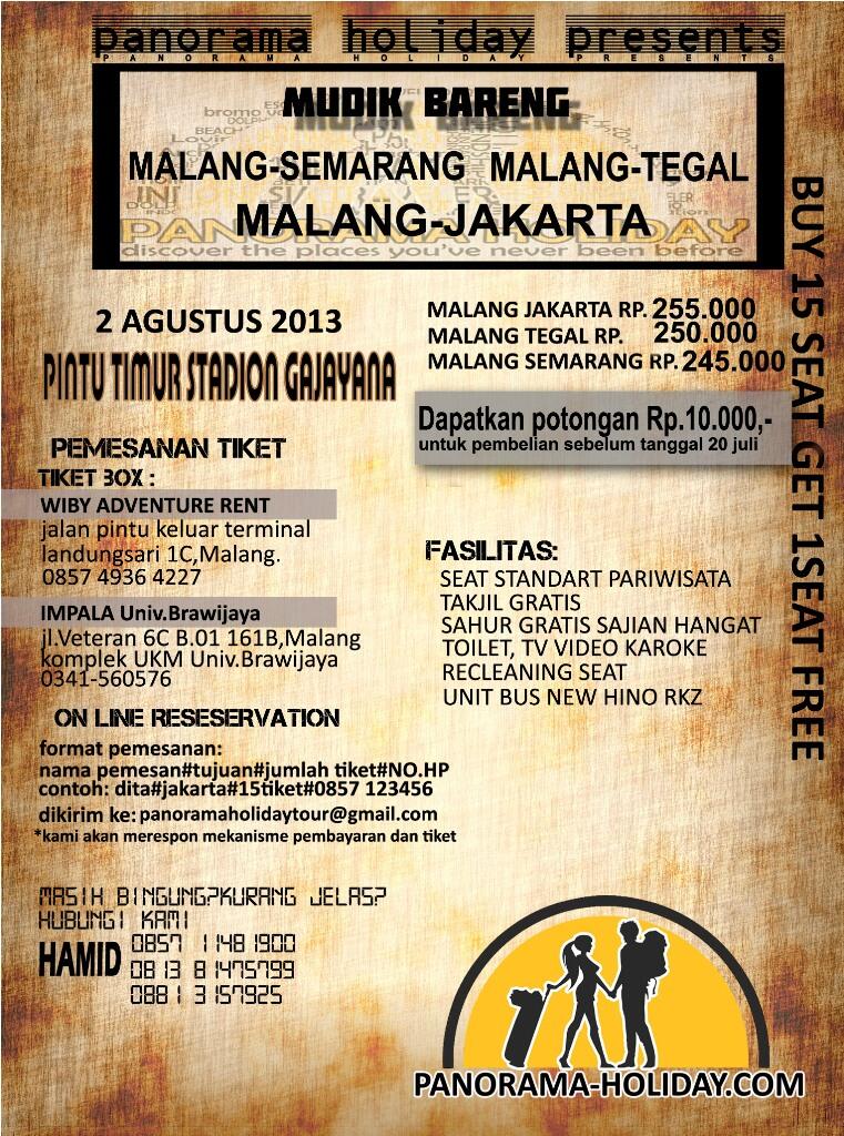 mudik bareng malang-jakarta, bogor, bandung dll