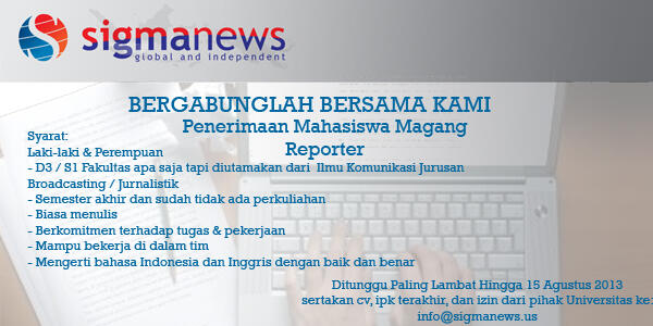 Lowongan Magang Media Online (Reporter)