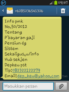 MODUS PENIPUAN VIA SMS (ANE DAPET BARU JAM 09.47)