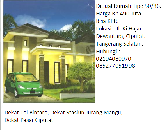 RUMAH DI JUAL DEKAT STASIUN JURANG MANGU