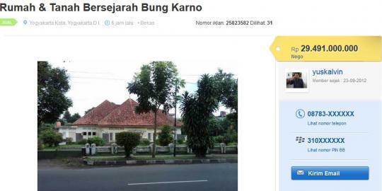 &#91;HOT&#93; Megawati tak akui rumah Soekarno yang dijual di toko**bagus.com