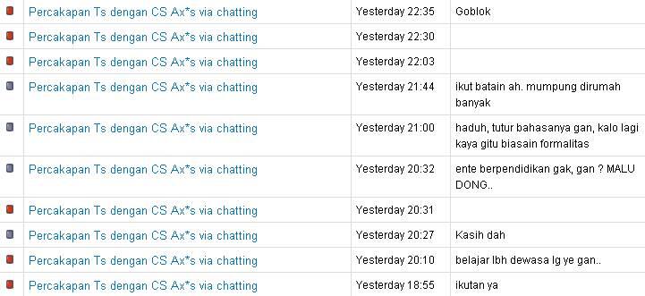 Percakapan Ts dengan CS Ax*s via chatting