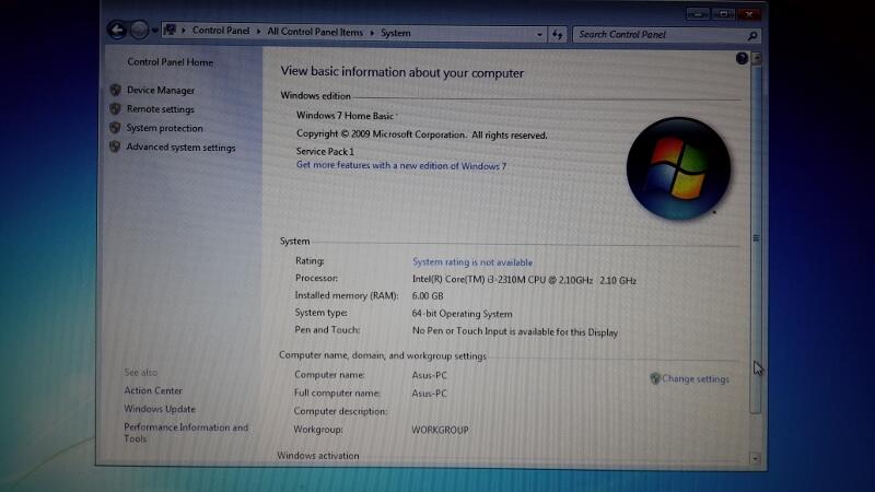 Dijual Laptop Asus U36S mulus + DVDRW + Win 7 HB + Upgrade Memory 6 GB Box Lengkap