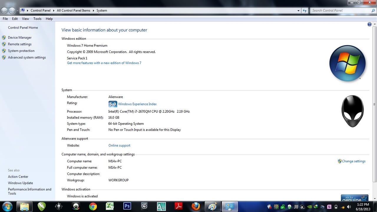 Alienware m14x I7 R3 Intel(R) core(TM) Ivybridge