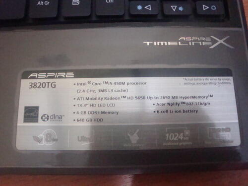 acer timeline x 3820 tg