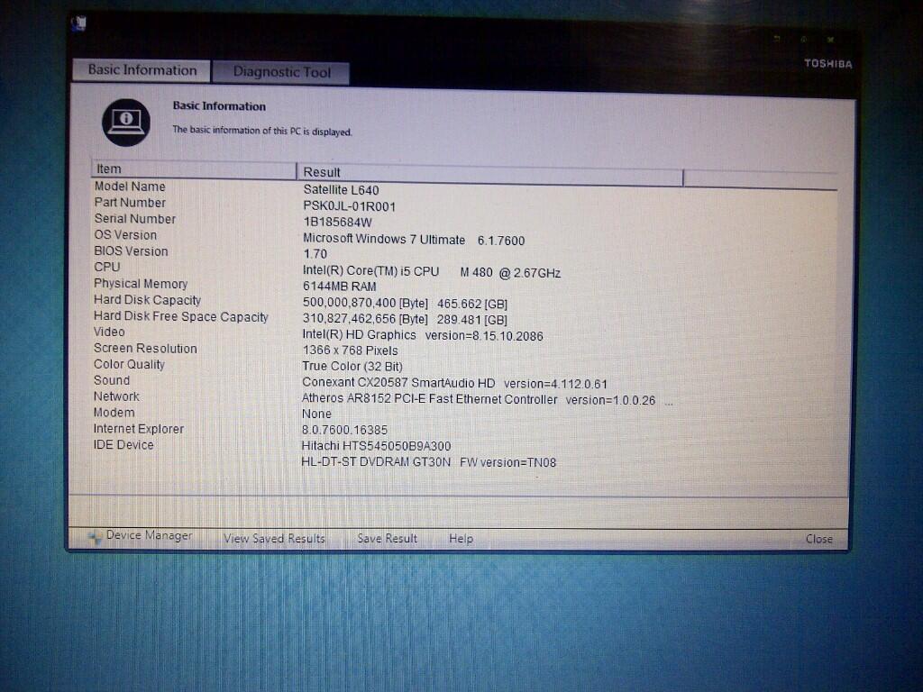 Laptop Toshiba Satellite L640 Core i5