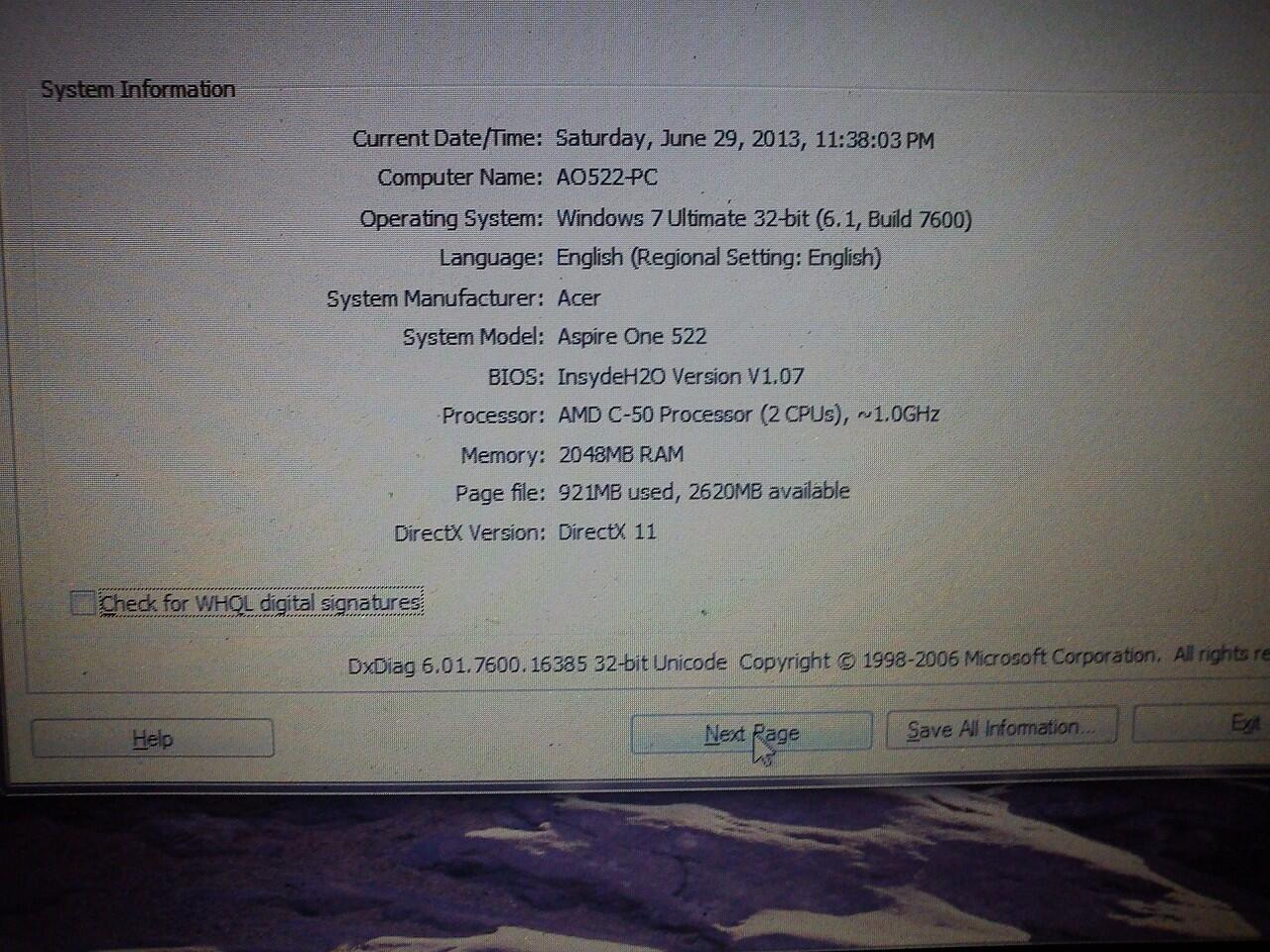 Aspire One 522 MD fusion dual core 2GB 320GB malang