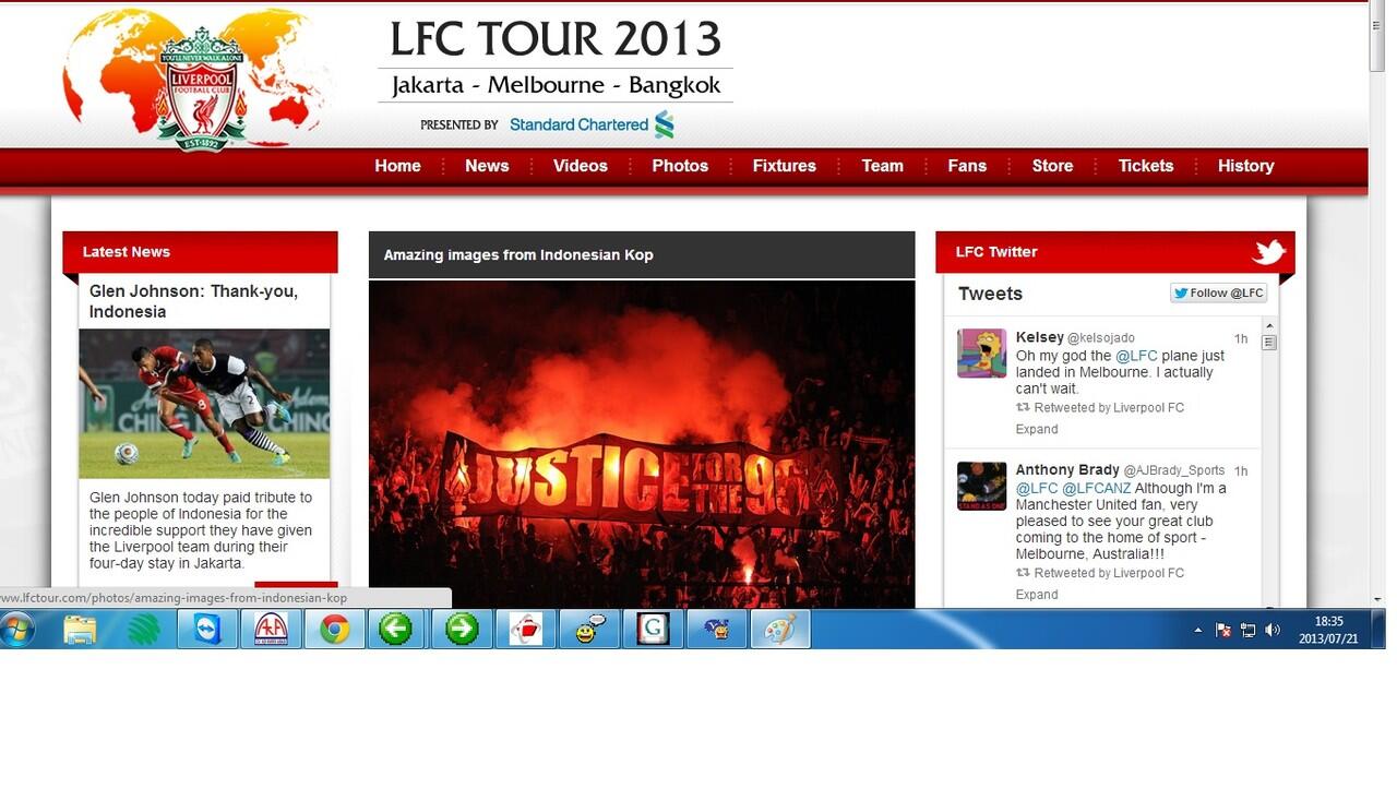 Liat halaman depan website liverpool FC, Salut Buat Liverpudlian Indonesia...