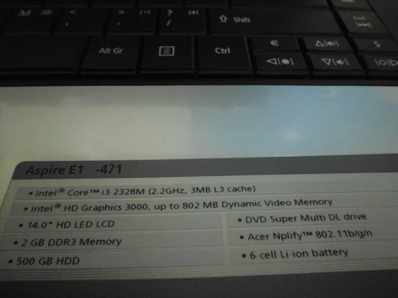 Laptop Acer Core baru kepake 2 bulan