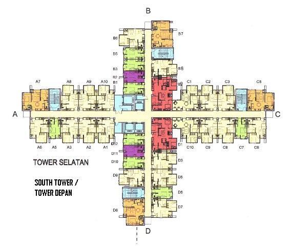 DIJUAL: CEPAT Pakubuwono terrace type 2Br HOOK semi gross 49,40m2,Tower Depan