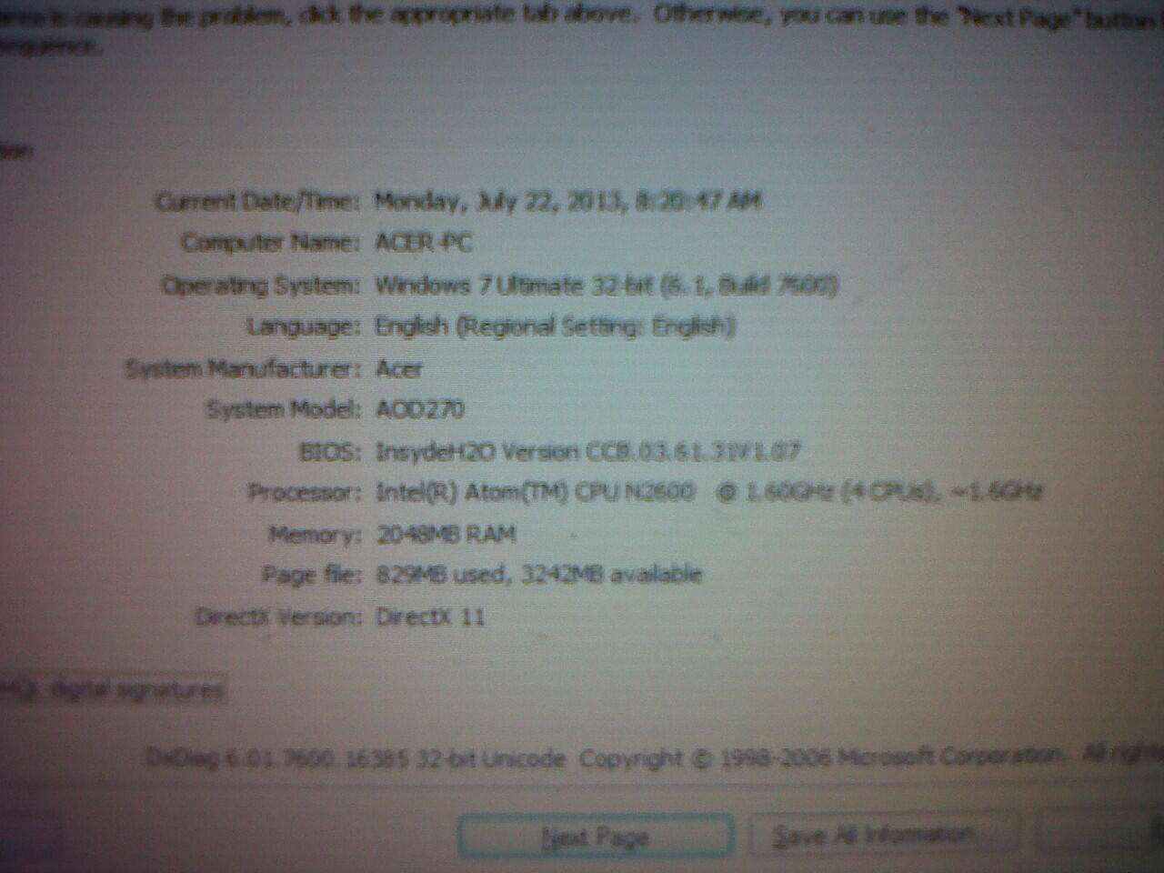 notebook acer aspire one D270