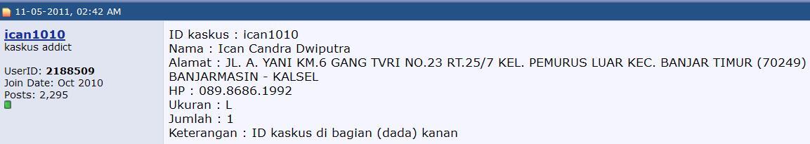 Laporan penipuan oleh salah seorang anggota regional kalsel (banjarmasin)