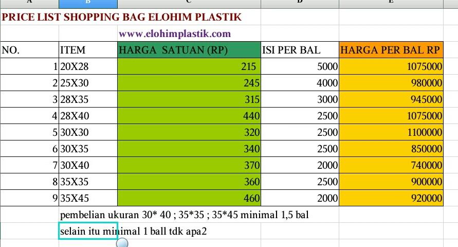 JUAL PLASTIK SHOPPING BAG