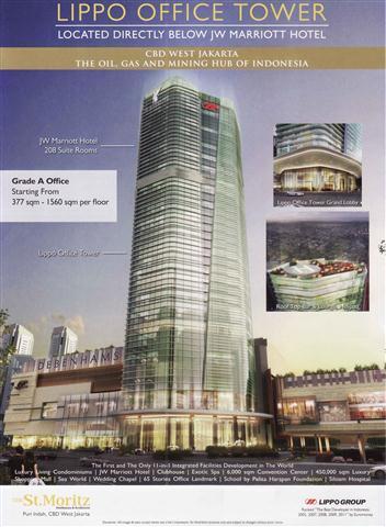 Office Lippo Tower St Moritz Lantai Hoki 8 atau 9 dan 2 Pintu Masuk....Jual Murah !!!