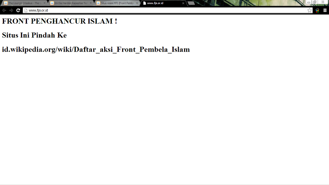 Situs resmi FPI (Front Pembela Islam) kena HACK