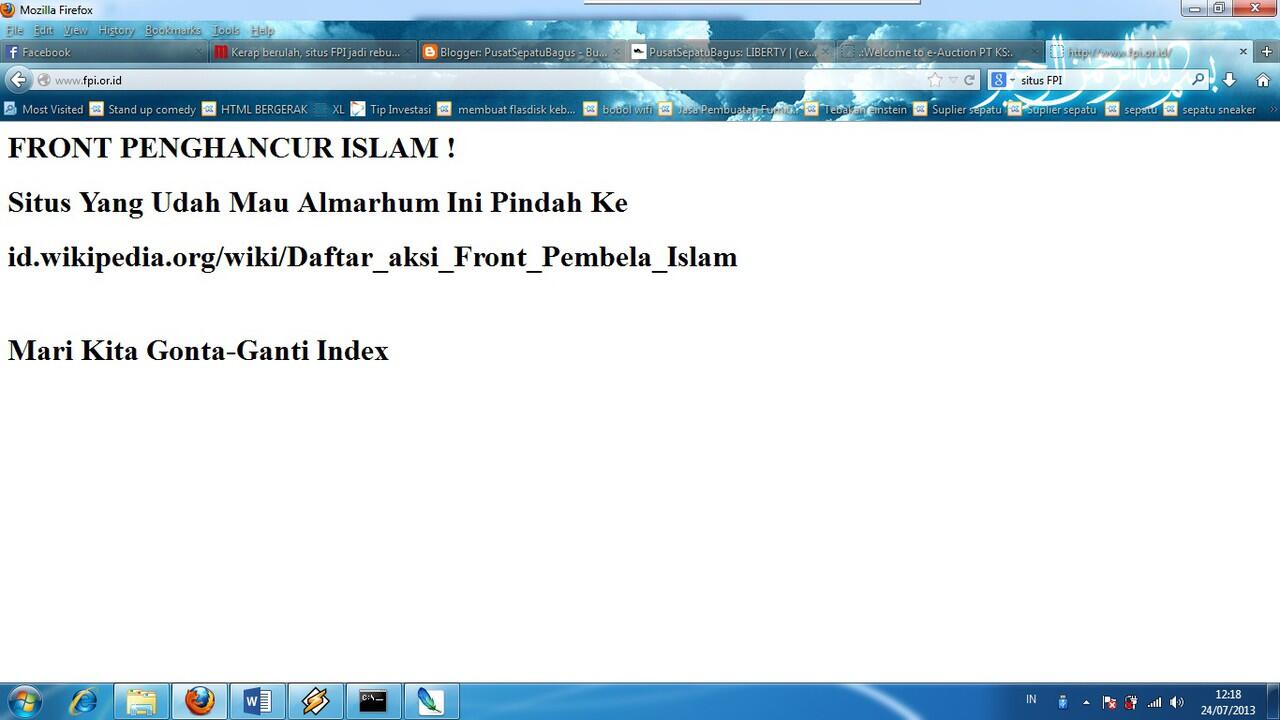 wakakaka Situs FPI di Hack orang