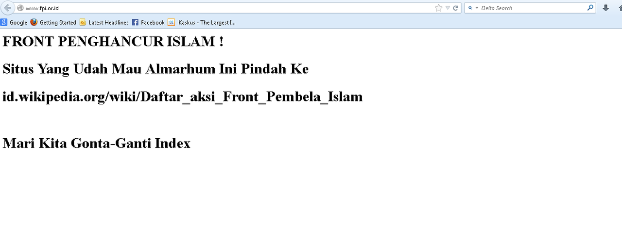 Situs resmi FPI (Front Pembela Islam) kena HACK