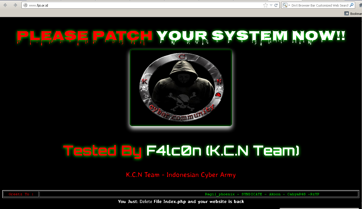 Situs resmi FPI (Front Pembela Islam) kena HACK