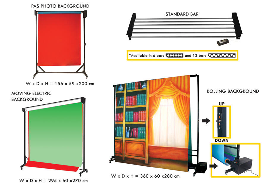 Reflector, umbrella, soft box, photo table, light stand & background stand