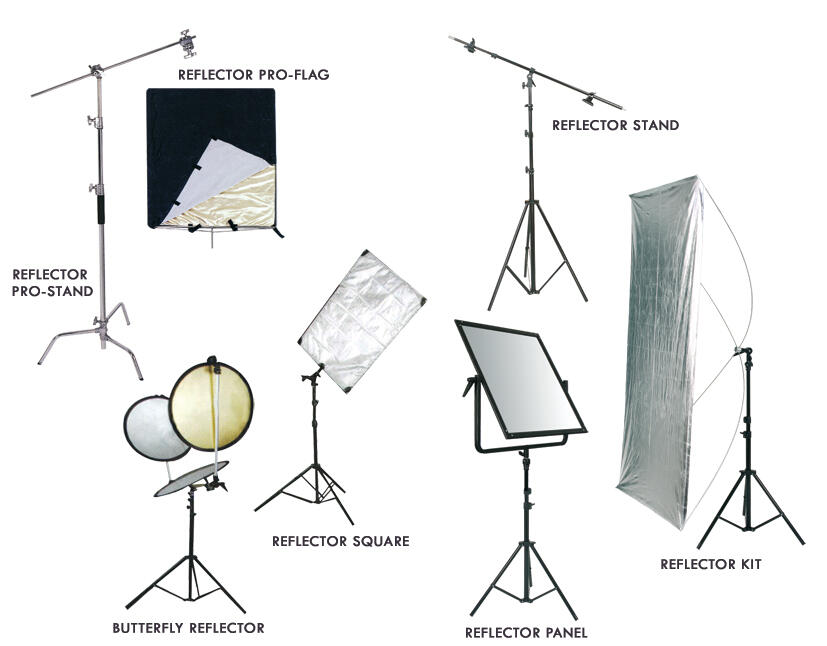 Reflector, umbrella, soft box, photo table, light stand & background stand
