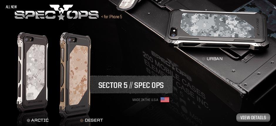 ELEMENT CASE SECTOR/BLACK/SPEC/OPS/RONIN/BAMBOO/G10/SOLACE/ROGUE/CF IPHONE 5/5S
