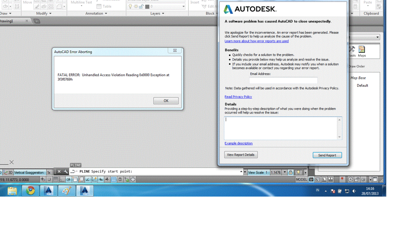 autodesk autocad 2013 acismobj19.dbx unhandled exception 1
