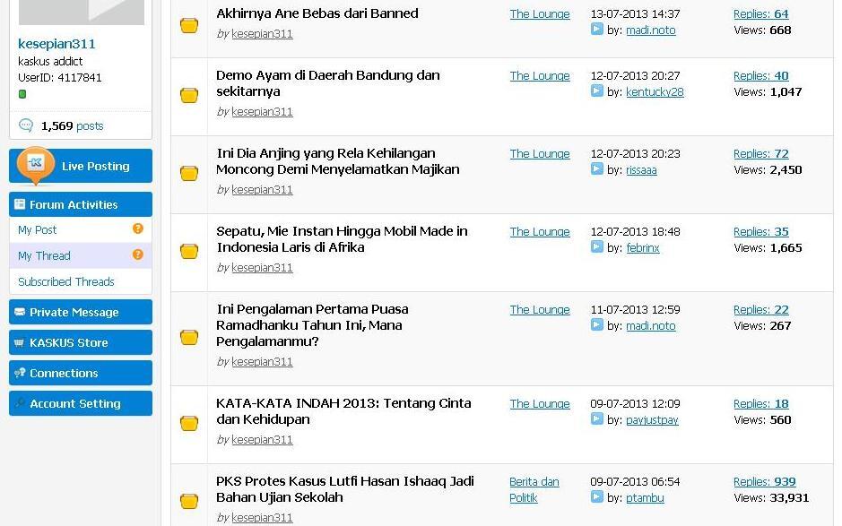 PERSENTASE SILENT READER DI KASKUS BERDASARKAN DATA STATISTIK 