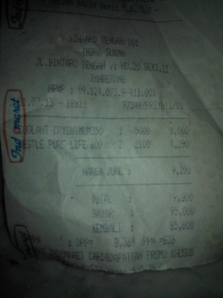 Input Nominal Rupiah di Indomaret tidak sesuai (Korupsikah?)