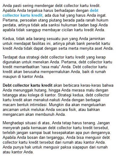 jangan takut menghadapi debt collector