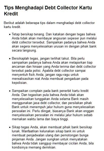 jangan takut menghadapi debt collector