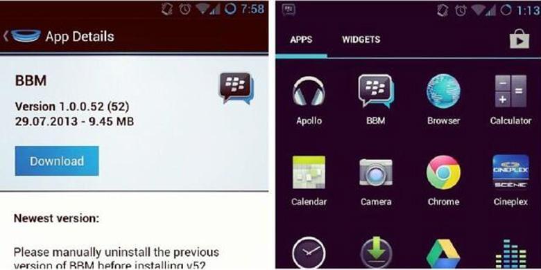 BBM Untuk Android Menampakan Diri