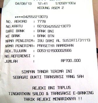 surat Terbuka : MALING : PRASETYA RAMADHAN. REK. BANK BTN : 0053101500002666 