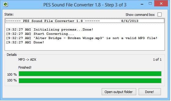 trouble pes sound converter