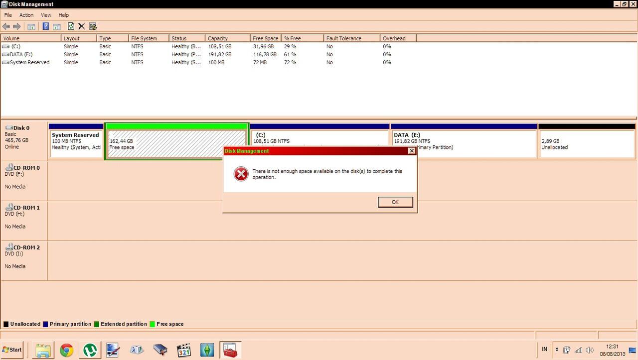 {HELP} Tak bisa tambah ruang kosong HDD setelah dihapus