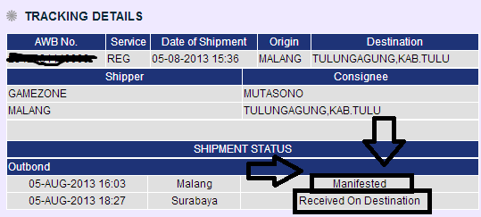 Arti Status Pengiriman (jne)<<MASUK