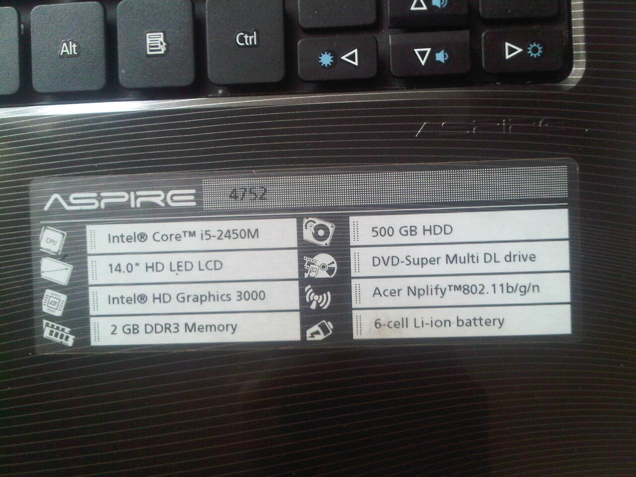 JUAL CEPAT BUTUH UANG LAPTOP ACER Aspire 4752 Intel CORE i5 . TERMURAH !!!