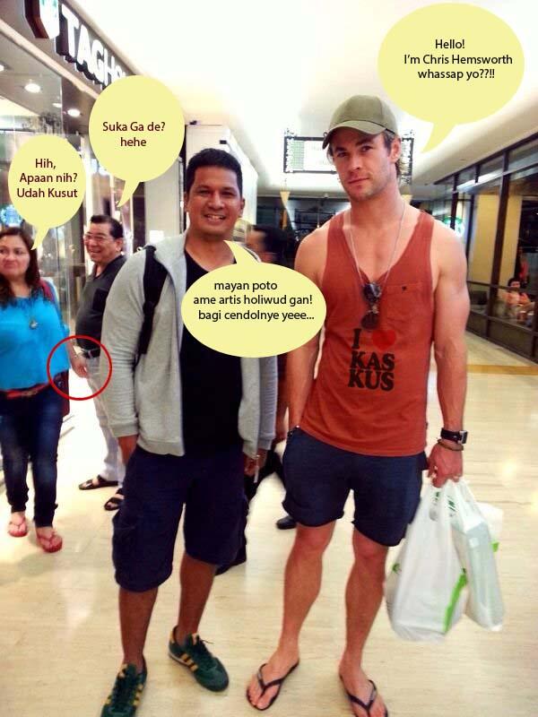 Foto Chris Hemsworth (Pemeran Thor) lagi di Jakarta