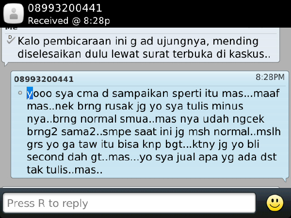Surat Terbuka untuk id mehonkhonk (penjualan Blackberry Dakota dengan garansi palsu)