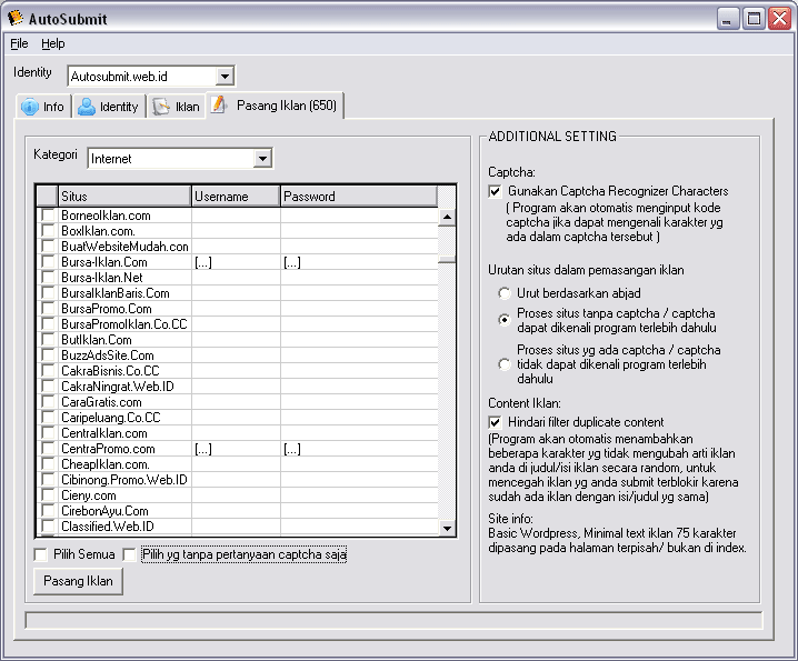 Praktis !! Software Auto Submit Iklan Massal ke 1000 situs iklan baris