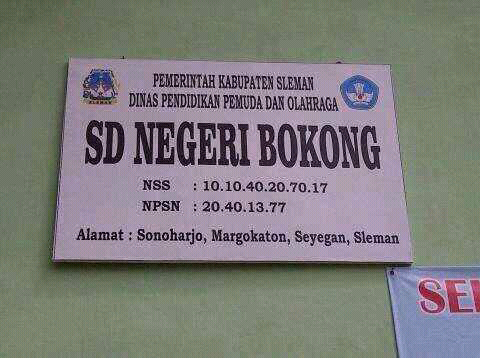 BOKONG jadi nama SD di Yogyakarta