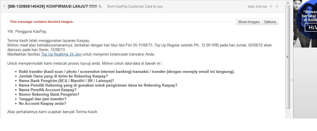 Kecewa dengan pelayanan Kaspay
