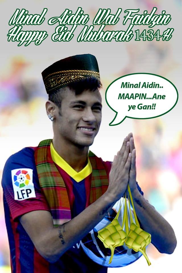 Neymar mengucapkan Minal Aidin Wal Faidzin (ternyata neymar muslim gan..)