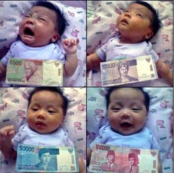 Ternyata Bayi sudah bisa mengenali nilai Uang