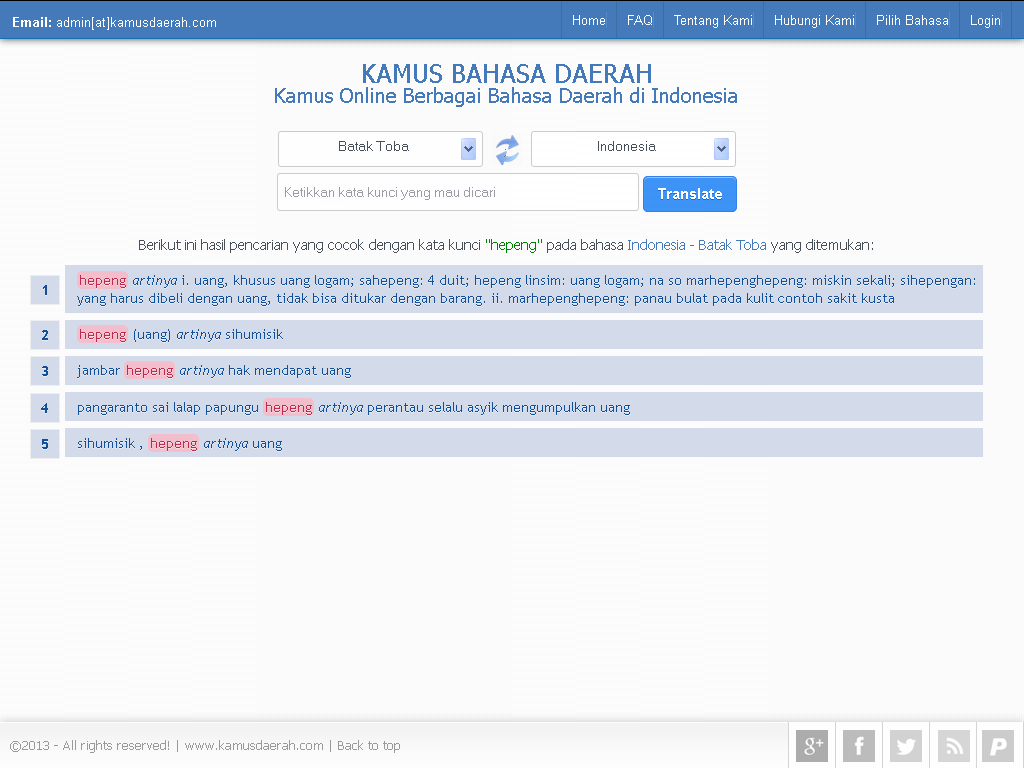 www.kamusdaerah.com - kamus online berbagai bahasa daerah di Indonesia