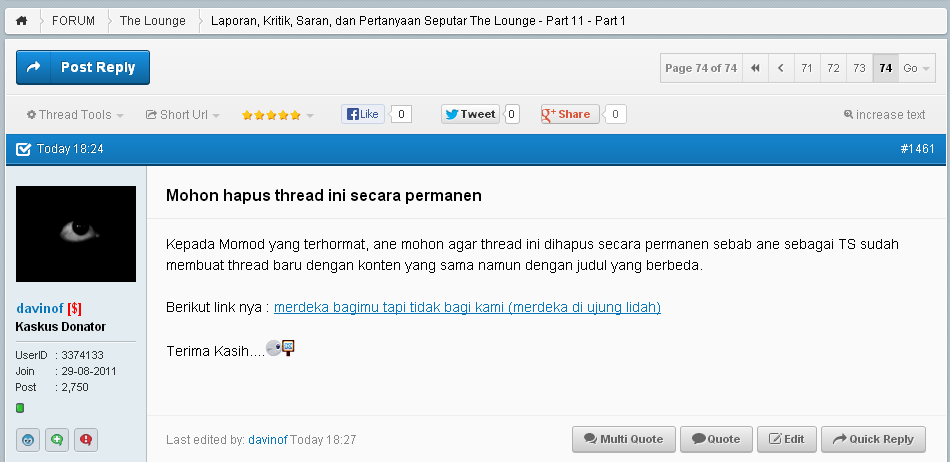 Kenapa Thread Ane Harus Dihapus, Salahnya Dimana?
